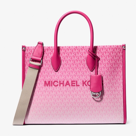 Michael Kors Handbags - Michael Kors Mirella Medium Ombré Logo EW Tote Bag 
Dragonfruit 
NWT